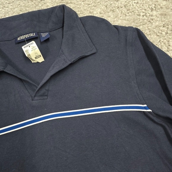 Vintage Aeropostale Shirt Mens Large Blue Long Sleeve Pullover Collar Cotton Y2K - Picture 3 of 11